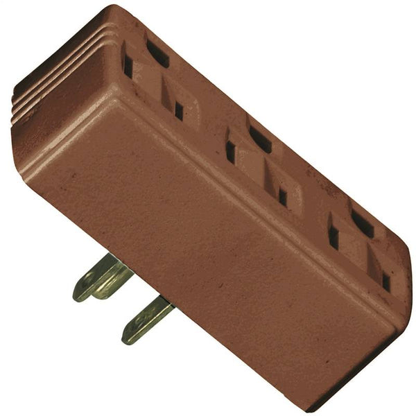 Eaton Wiring Devices BP1147B Outlet Adapter, 2 -Pole, 15 A, 125 V, 3 -Outlet, NEMA: NEMA 5-15R, Brown