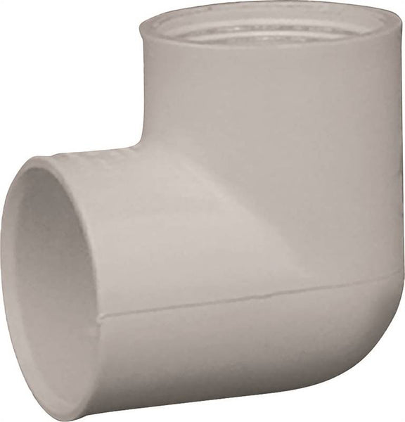 LASCO 407010BC Pipe Elbow, 1 in, Slip x FPT, 90 deg Angle, PVC, White, SCH 40 Schedule, 450 psi Pressure