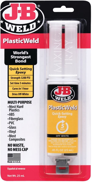 J-B WELD 50132 Epoxy Adhesive, Off-White, Liquid, 25 mL Syringe