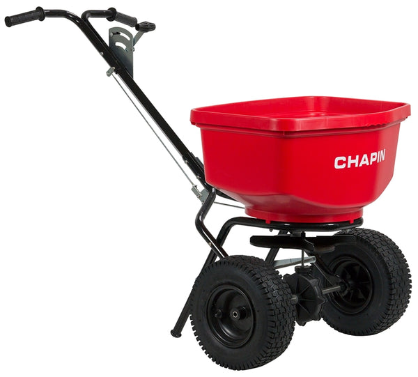 CHAPIN 8303C Contractor Turf Spreader, 100 lb Capacity, Steel Frame, Poly Hopper, Pneumatic Wheel