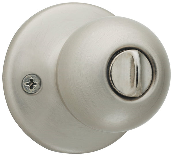 Kwikset 93001-875 Security Polo Knob Lockset, Satin Nickel, 1-3/8 to 1-3/4 in, 2-1/4 in Round Corner