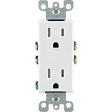 Leviton S02-T5325-00W Duplex Receptacle, 2 -Pole, 15 A, 125 V, Push-In, Side Wiring, NEMA: 5-15R, White