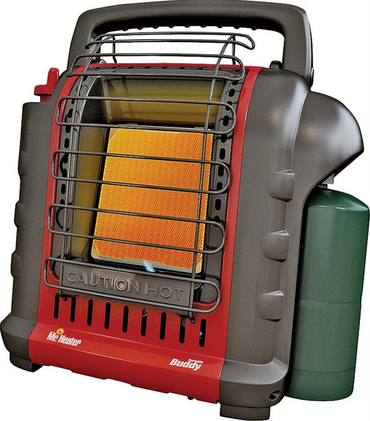 Mr. Heater F232000 Portable Buddy Heater, 9 in W, 15 in H, 4000, 9000 Btu Heating, Propane, Gray/Red