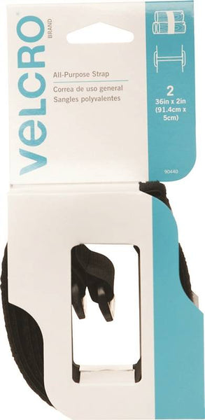 VELCRO Brand 90440 Fastener, 2 in W, 36 in L, Velcro, Black