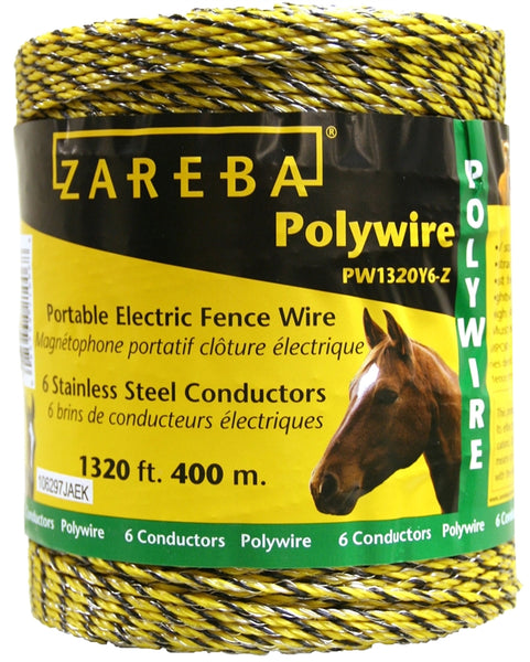 Zareba Fi-Shock PW1320Y9-FS Polywire, Stainless Steel Conductor, Yellow, 1320 ft L