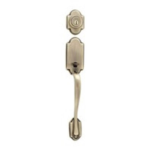 Kwikset 800ANLIP5SMTRCAL/ Handleset, 1 Grade, Antique Brass, 2-3/8 x 2-3/4 in Backset, KW1 Keyway, 1-3/4 in Thick Door