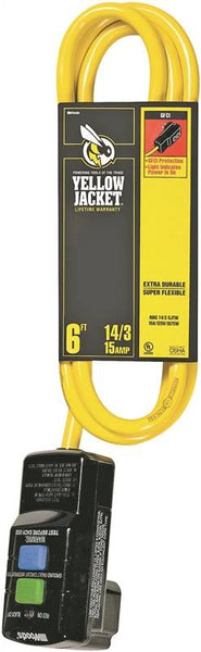 CCI 2879 Extension Cord, 6 ft Cable, 15 A, 125 V, Yellow