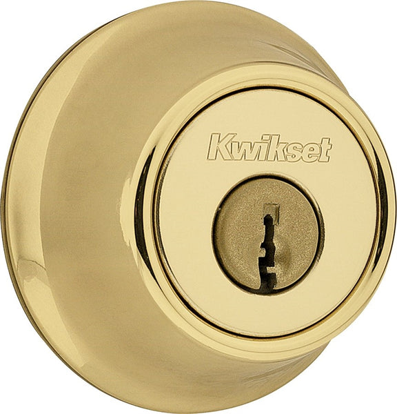 Kwikset 6603CPRCALRCSK6 Deadbolt, Alike Key, Steel, Polished Brass, 2-3/8 to 2-3/4 in Backset, K Keyway