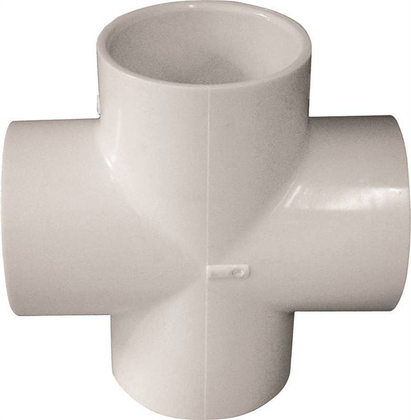 LASCO 420020BC Pipe Cross, 2 in, Slip, PVC, White, SCH 40 Schedule