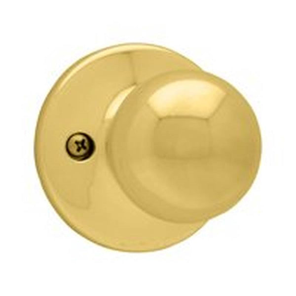 Kwikset 488P 3 CP Dummy Door Knob, 1-7/8 in Dia Knob, Polished Brass