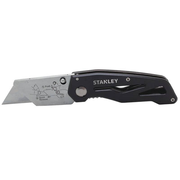 STANLEY 10-855 Utility Knife, 2-7/16 in L Blade, Aluminum Blade, Black/Gray Handle