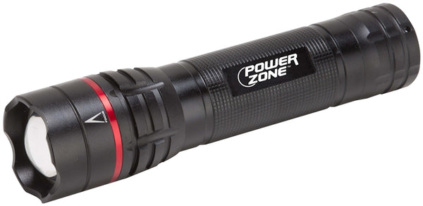 PowerZone 12098 Tactical Flashlight, AA Battery, LED Lamp, 700 Lumens, 150 m Beam Distance, 5 hrs Run Time, Black