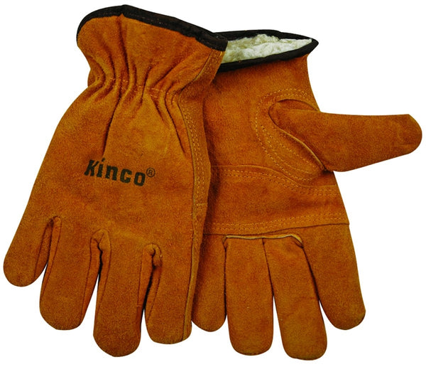 Kinco 51PL-M Driver Gloves, Men's, M, 10-1/2 in L, Keystone Thumb, Easy-On Cuff, Cowhide Leather, Gold