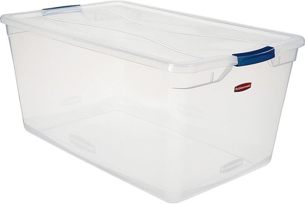 Rubbermaid Clever Store RMCC950001 Storage Container, Plastic, Clear Blue, 29 in L, 18 in W, 13.3 in H