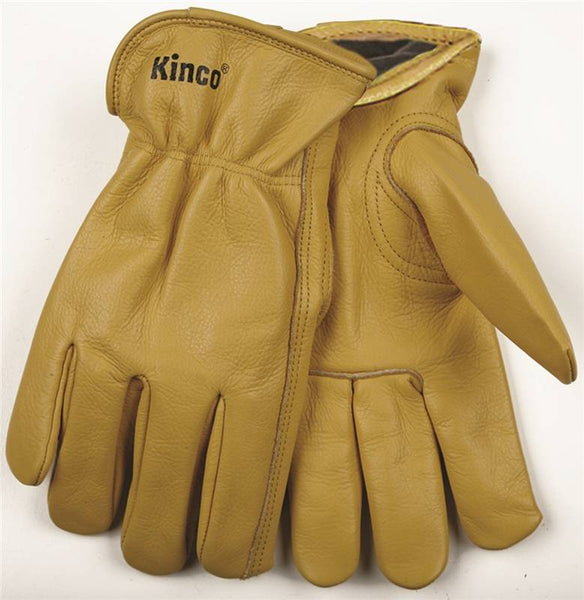 Heatkeep 98RL-XL Driver Gloves, Men's, XL, 10-1/2 in L, Keystone Thumb, Easy-On Cuff, Cowhide Leather, Gold