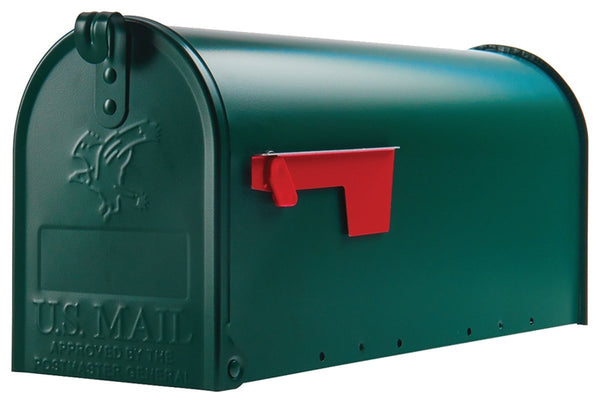 Gibraltar Mailboxes Elite Series E1100G00 Mailbox, 800 cu-in Capacity, Galvanized Steel, Powder-Coated, 6.9 in W, Green