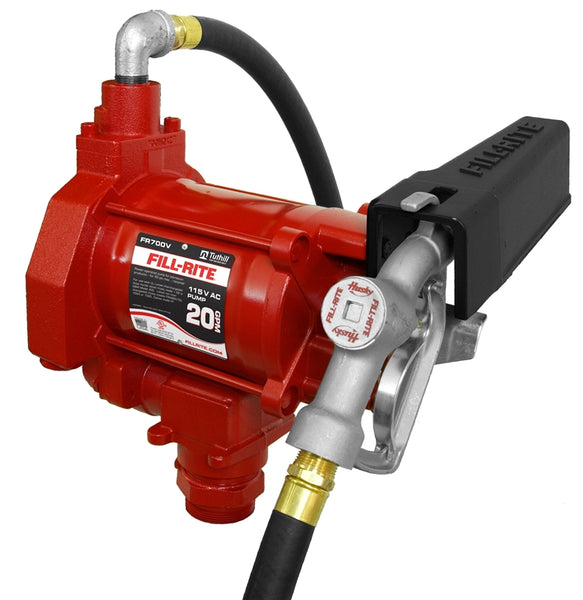 Fill-Rite FR700V Fuel Transfer Pump, Motor: 1/3 hp, 115 VAC, 5.5 A, 1725 rpm, 30 min Duty Cycle, 3/4 in Outlet