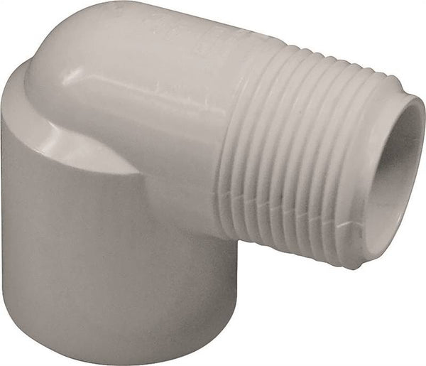 LASCO 410020BC Pipe Elbow, 2 in, Slip x MPT, 90 deg Angle, PVC, SCH 40 Schedule