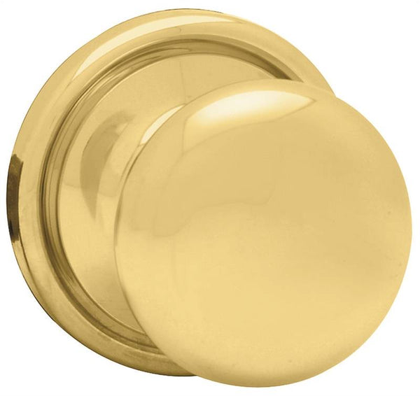 Kwikset 720J3CP6AL Door Knob, Polished Brass, 1-3/8 to 1-3/4 in Thick Door, 2-1/4 in Strike