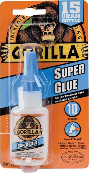 Gorilla 7805009 Super Glue, Liquid, Irritating, Straw/White Water, 15 g Bottle