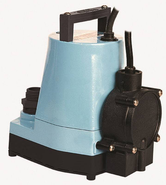 Little Giant 505355 Submersible Utility Pump, 6.4 A, 115 V, 0.166 hp, 1 in Outlet, 26.3 ft Max Head, 1200 gph, Aluminum