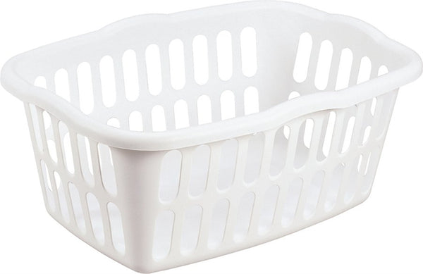 Sterilite 12458012 Laundry Basket, 1.5 bu Capacity, Plastic, White, 1-Compartment