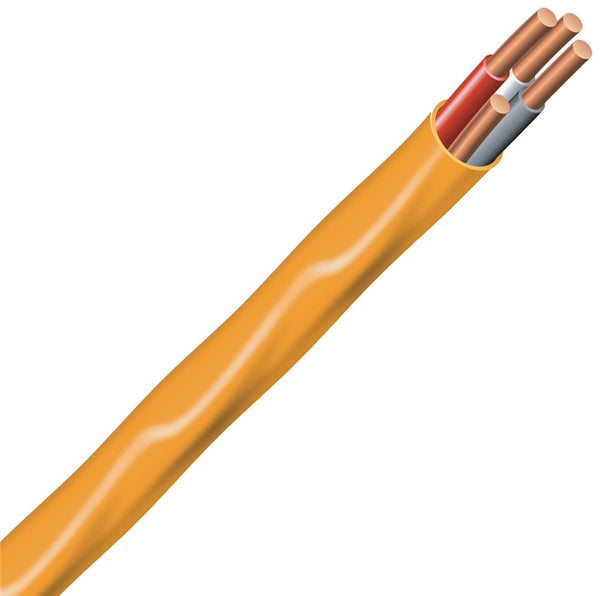 Southwire 10/3NM-WGX100 Sheathed Cable, 10 AWG Wire, 3 -Conductor, 100 ft L, Copper Conductor, PVC Insulation