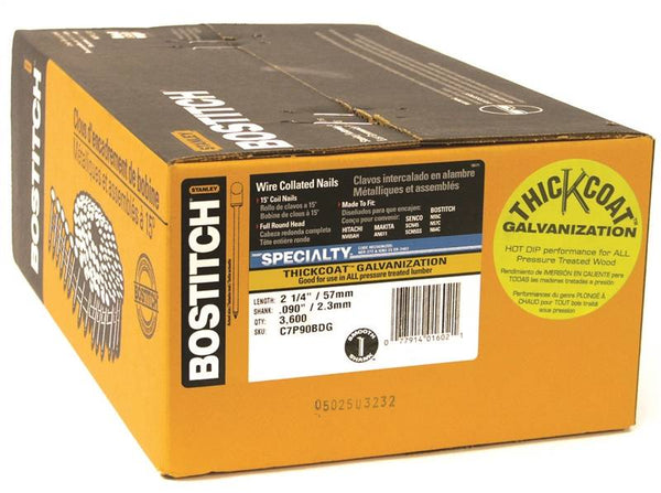 Bostitch C7P90BDG Siding Nail, 2-3/16 in L, Steel, Thickcoat, Smooth Shank