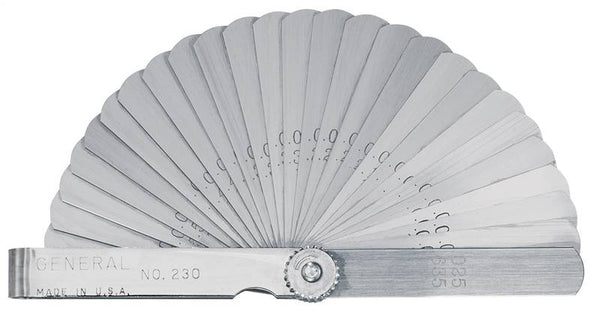 GENERAL 230 Leaf Feeler Gauge, Functions: Inch, Metric, Steel