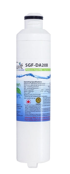 SWIFT GREEN FILTERS SGF-DA20B Refrigerator Water Filter, 0.5 gpm, 0.5 um Filter, Coconut Shell Carbon Block Filter Media