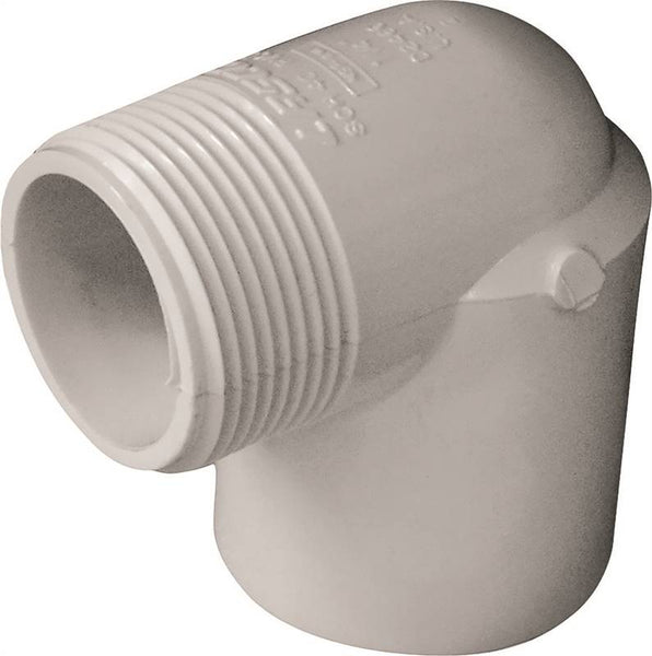 LASCO 410012BC Street Pipe Elbow, 1-1/4 in, Slip x MIP, 90 deg Angle, PVC, SCH 40 Schedule