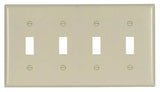 EATON 2154LA-BOX Switch Wallplate, 4-1/2 in L, 8.19 in W, 4 -Gang, Thermoset, Light Almond