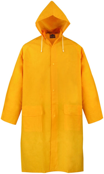 Diamondback PY-800XXL Raincoat, 2XL, Polyester/PVC, Yellow, Comfortable Corduroy Collar, Double Fly Snap Closure, Knee
