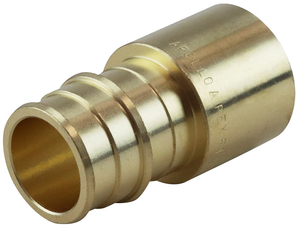 Apollo Valves EPXFS3434 Pipe Adapter, 3/4 in, PEX-A Barb x Sweat, Brass, 200 psi Pressure