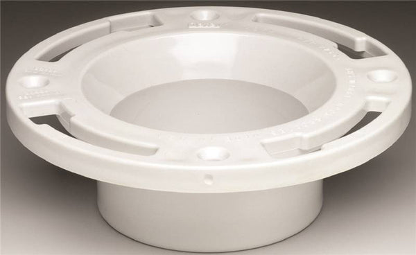 Oatey 43507 Closet Flange, 3 in Connection, PVC, White, For: Most Toilets