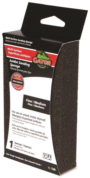 Gator 7309 Sanding Sponge, 5 in L, 3 in W, Fine, Medium, Aluminum Oxide Abrasive