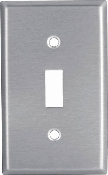 EATON 93071-BOX1 Wallplate, 4-1/2 in L, 2-3/4 in W, 1 -Gang, Stainless Steel, Clear, Satin