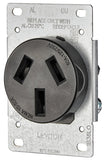 Leviton R20-05206-S10 Electrical Receptacle, 3 -Pole, 125/250 V, 50 A, NEMA: NEMA 10-50R, Black