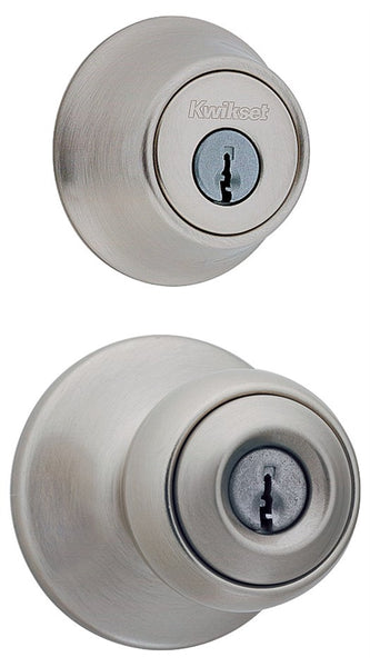 Kwikset 690P15CP6ALRCSK6 Knob Lockset, 3 Grade, Keyed Key, Satin Nickel, 2-3/8 x 2-3/4 in Backset, K6 Keyway