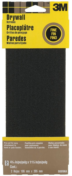 3M 9089 Sanding Screen, 11 in L, 4-3/8 in W, 120 Grit, Fine, Silicone Carbide Abrasive, Cloth Backing