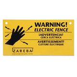 Zareba WS3 Electric Fencing Warning Sign, Black Legend, Yellow Background, Polypropylene, 8 in L, 4 in W