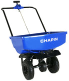 CHAPIN 8003A Salt Spreader with Baffles, 70 lb Capacity, Steel Frame, Poly Hopper, Pneumatic Wheel