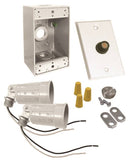 HUBBELL 5883-6 Flood Light Kit, Dusk-to-Dawn, Metal, White, For: 2-Lampholders, Box, Cover and Photocell