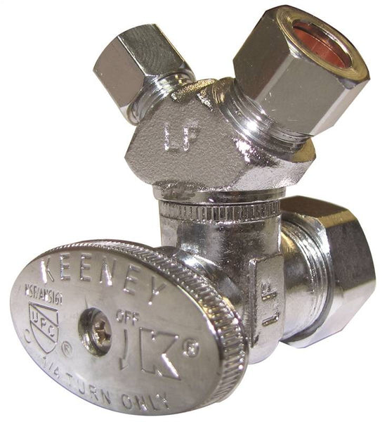 Plumb Pak PP2904VLF Stop Valve, 5/8 x 3/8 x 1/4 in Connection, Compression