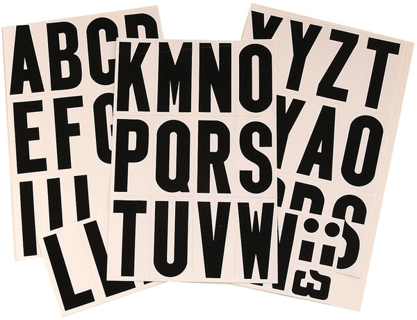 HY-KO MM-4L Packaged Letter Set, 3 in H Character, Black Character, White Background, Vinyl