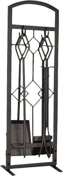 Simple Spaces CPO61147NN3L Fireplace Tool Set, Tools with Stand, Steel, Natural, Powder Coated, 5-Piece