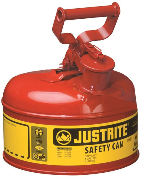 JUSTRITE 7110100 Safety Can, 1 gal Capacity, Steel, Red