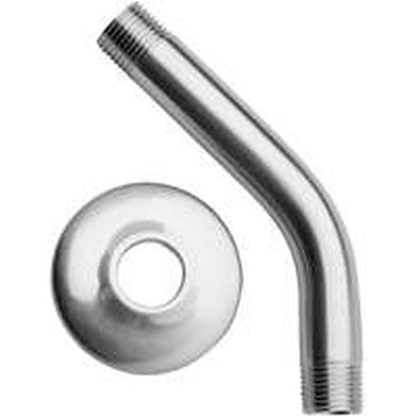 Plumb Pak PP825-11 Shower Arm with Flange, 1/2 in Connection, IPS, 8 in L, Brass, Chrome Plated