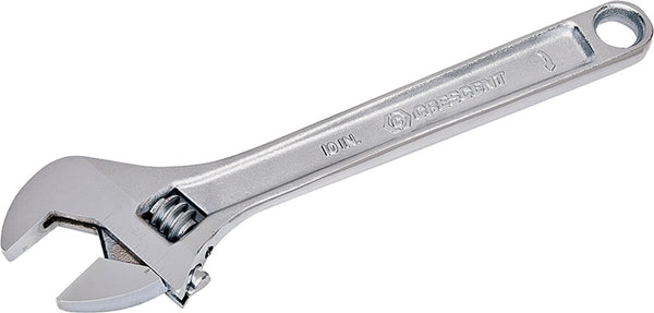 Crescent AC210VS Adjustable Wrench, 10 in OAL, 1.313 in Jaw, Steel, Chrome, Non-Cushion Grip Handle