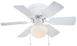 Boston Harbor CF-78108 Ceiling Fan, 6-Blade, White Housing, 30 in Sweep, MDF Blade, 3-Speed
